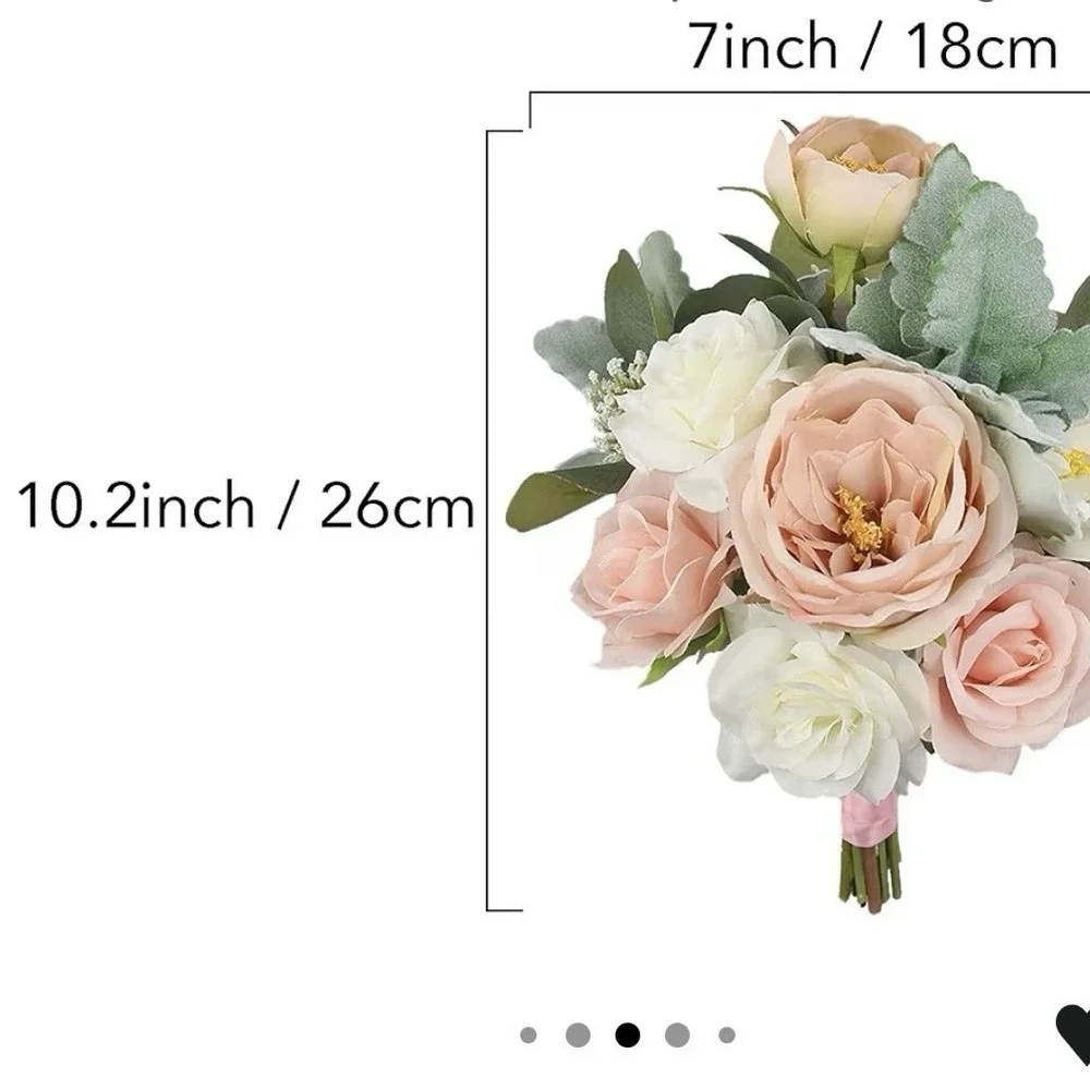 Rinlong 2 Pcs Wedding Bouquets for Bridesmaids Bride Pink Green Artificial
